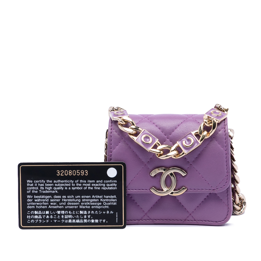 Pre-Loved Chanel CC Quilted Lambskin Coco Card Holder on Chain - Picture 8 of 8